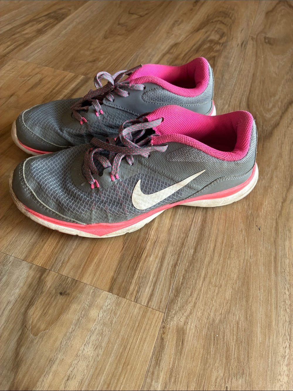 Nike Women's Flex Training Gray and Pink Athletic Sneakers
